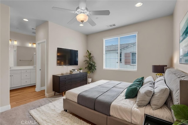 137 Macintosh Way, Upland, CA 91786 - bedroom with visible vents, recessed lighting, baseboards, and light wood-type flooring