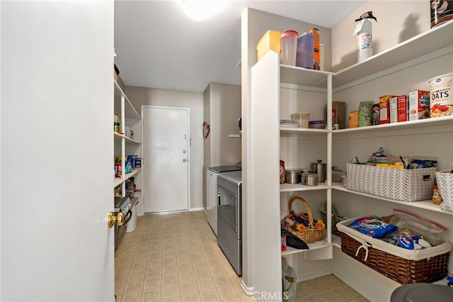 storage area with independent washer and dryer