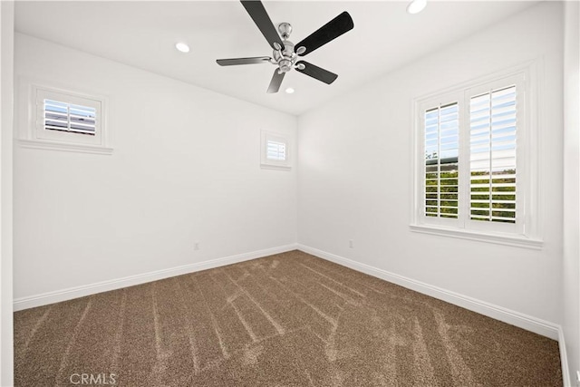 3040 E Coalinga Dr, Brea, CA 92821 - carpeted empty room featuring baseboards, recessed lighting, and a ceiling fan