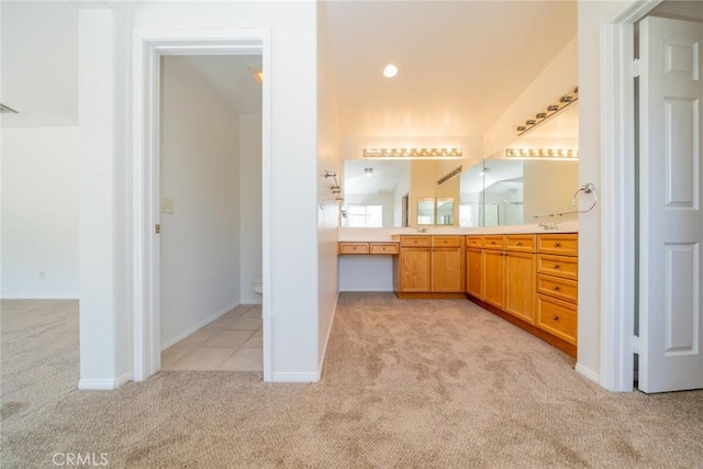 41044 Oak Creek Rd, Murrieta, CA 92562 - full bathroom with carpet floors, vanity, toilet, and baseboards