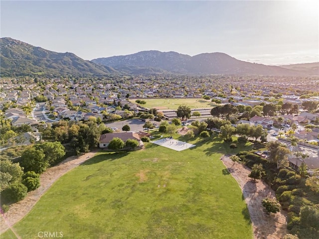 aerial view with a mountain view and a residential view