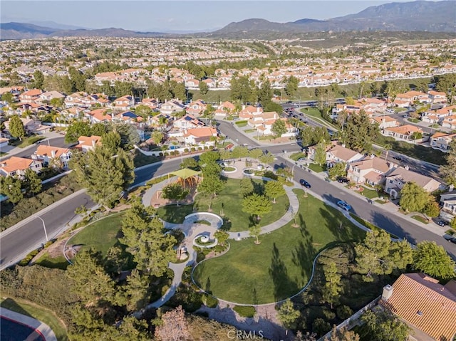 aerial view with a residential view and a mountain view