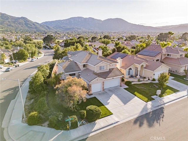 aerial view with a residential view and a mountain view