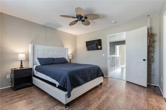 45077 Corte Bravo, Temecula, CA 92592 - bedroom featuring wood finished floors, baseboards, and ceiling fan