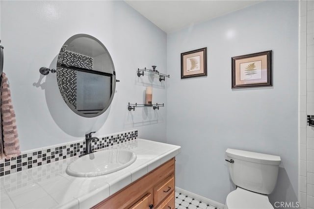 27736 Cherry Creek Dr, Valencia, CA 91354 - full bathroom featuring vanity, baseboards, toilet, and tiled shower