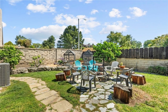 27736 Cherry Creek Dr, Valencia, CA 91354 - view of yard with a fenced backyard and central AC unit
