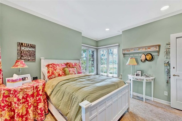 10302 Broadview Pl, North Tustin, CA 92705 - bedroom featuring carpet flooring, recessed lighting, baseboards, and ornamental molding