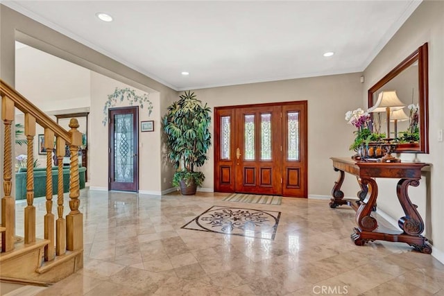 10302 Broadview Pl, North Tustin, CA 92705 - foyer entrance featuring baseboards, recessed lighting, and marble finish floor
