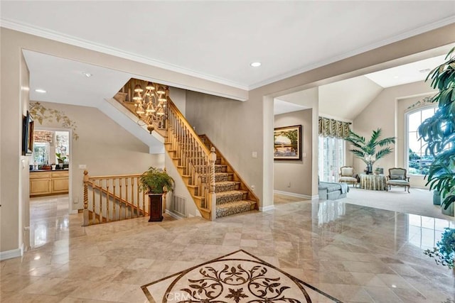 10302 Broadview Pl, North Tustin, CA 92705 - foyer entrance featuring baseboards, an inviting chandelier, and a healthy amount of sunlight