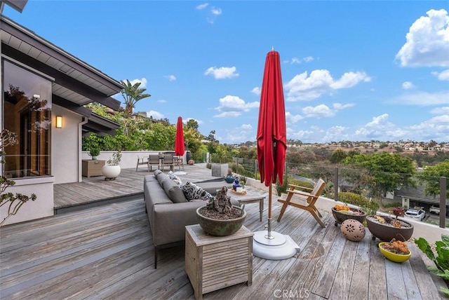 14 Woodsong Dr, Laguna Niguel, CA 92677 - wooden terrace featuring outdoor dining space and outdoor lounge area