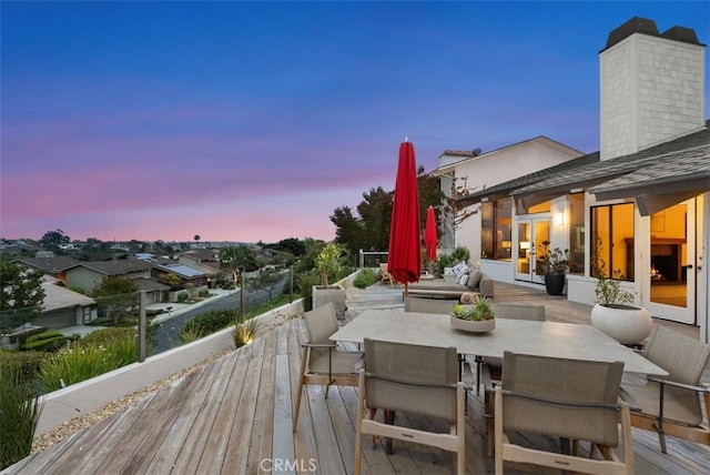 14 Woodsong Dr, Laguna Niguel, CA 92677 - deck at dusk featuring outdoor dining space and french doors