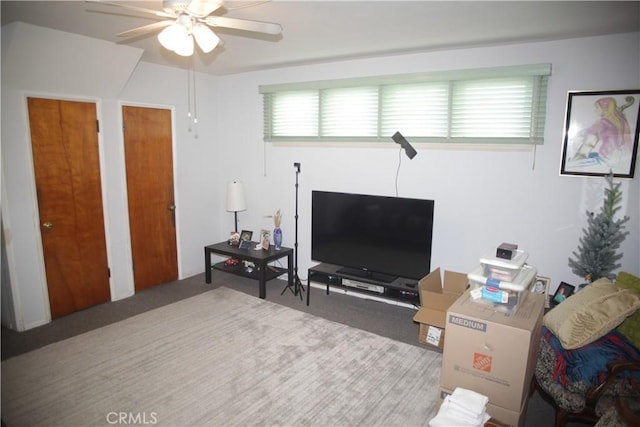 1211 Cole Ave, Los Angeles, CA 90038 - living area featuring carpet floors and ceiling fan