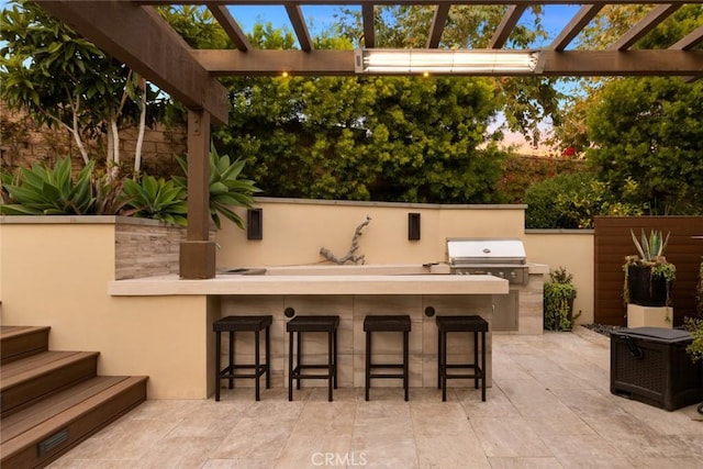 view of patio / terrace featuring outdoor wet bar and area for grilling