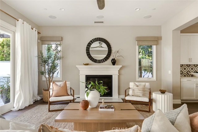 101 Via Artemesia, San Clemente, CA 92672 - living area with wood finished floors and a glass covered fireplace