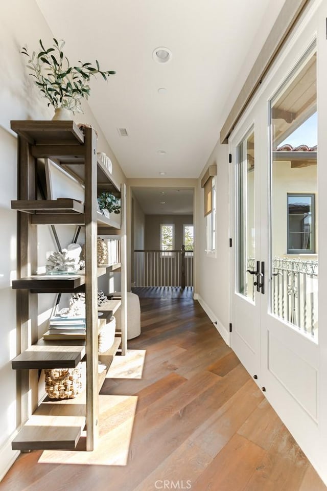 101 Via Artemesia, San Clemente, CA 92672 - hall with wood finished floors, french doors, and recessed lighting