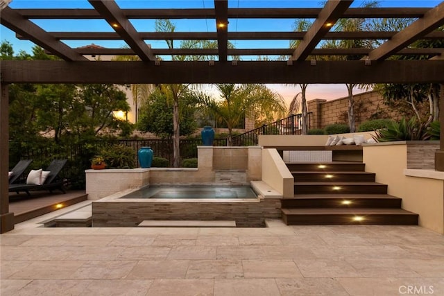 101 Via Artemesia, San Clemente, CA 92672 - view of patio / terrace featuring stairs, a pergola, and an in-ground hot tub
