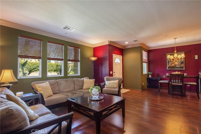 28365 Socorro St Unit 45, Murrieta, CA 92563 - living room with a chandelier, wood finished floors, ornamental molding, and baseboards