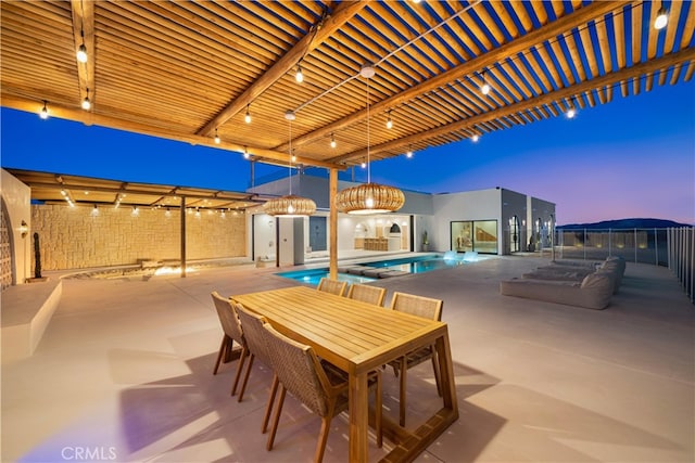 63973 Gold Nugget Rd, Joshua Tree, CA 92252 - view of patio / terrace with a fenced backyard and an outdoor pool