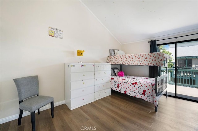 12812 Timber Rd Unit 22, Garden Grove, CA 92840 - bedroom featuring lofted ceiling, wood finished floors, and access to exterior