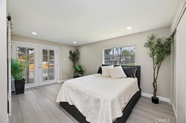 5747 Balboa Way, Riverside, CA 92504 - bedroom featuring light wood-type flooring, baseboards, french doors, and access to exterior