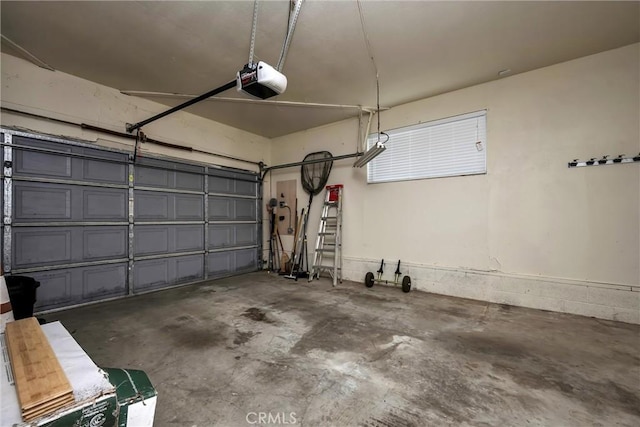 garage with a garage door opener