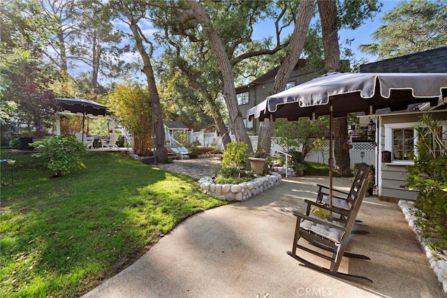 view of yard with a patio area