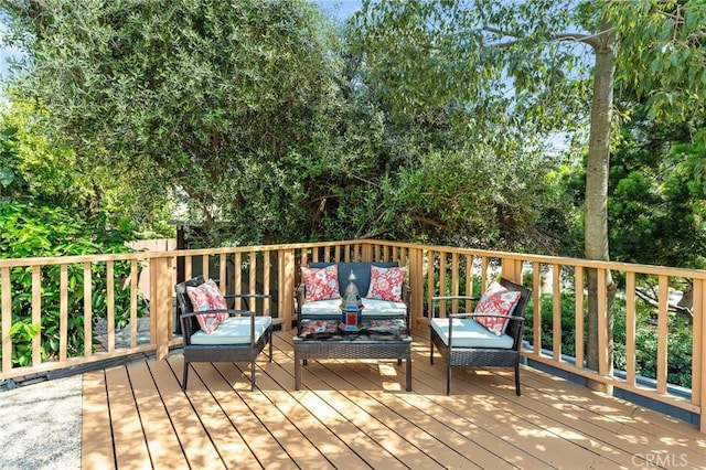 1215 Mira Monte Dr, Redlands, CA 92373 - wooden deck featuring an outdoor hangout area