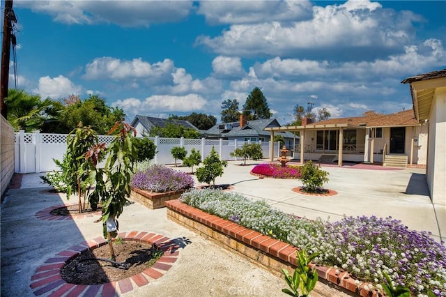 view of yard with a fenced backyard and a patio area