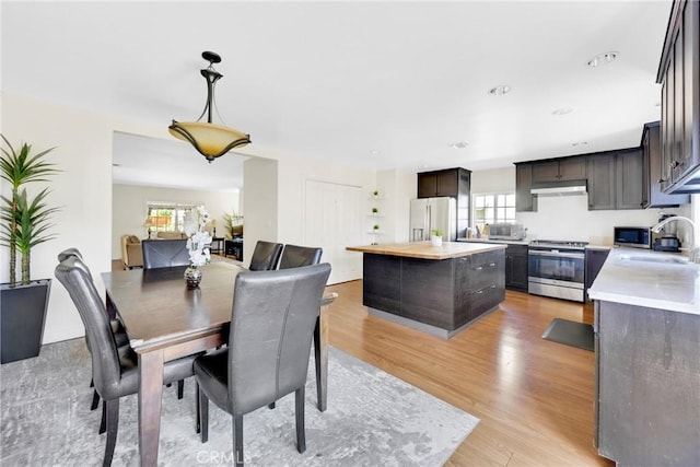 dining room with light wood-style floors