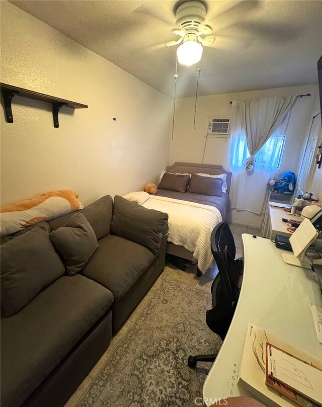 2043 City View Ave, Los Angeles, CA 90033 - bedroom with a ceiling fan and a wall mounted air conditioner
