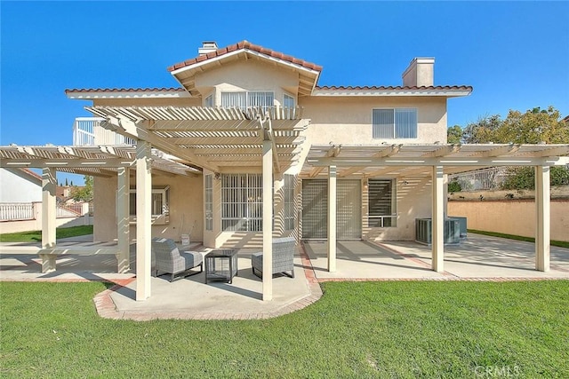 17527 Mondino Dr, Rowland Heights, CA 91748 - back of property featuring a pergola, a chimney, and stucco siding