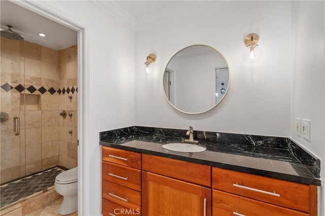 911 N Kings Rd Unit 319, West Hollywood, CA 90069 - full bath featuring vanity, a stall shower, and crown molding