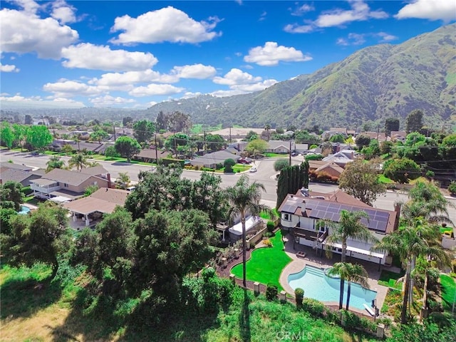 bird's eye view featuring a residential view and a mountain view
