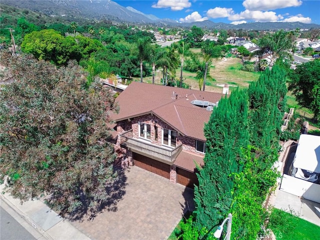 drone / aerial view with a mountain view