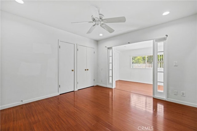 4250 Louise Ave, Encino, CA 91316 - interior space with baseboards, recessed lighting, ceiling fan, and wood finished floors