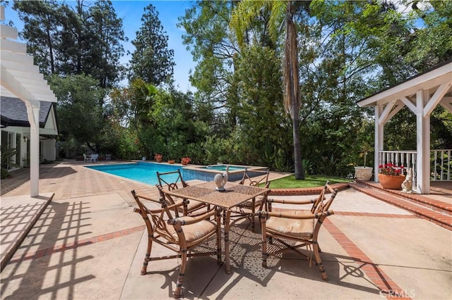 4250 Louise Ave, Encino, CA 91316 - outdoor pool featuring outdoor dining space and a patio area
