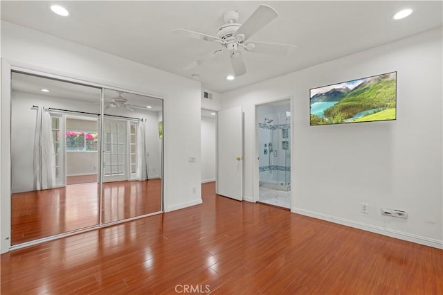 4250 Louise Ave, Encino, CA 91316 - unfurnished bedroom with baseboards, recessed lighting, wood finished floors, and visible vents