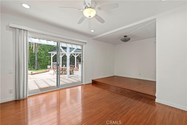 4250 Louise Ave, Encino, CA 91316 - unfurnished room with baseboards, recessed lighting, ceiling fan, and wood finished floors