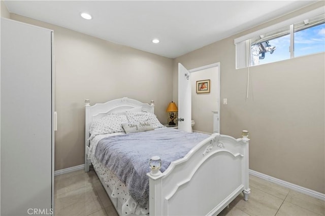 4250 Louise Ave, Encino, CA 91316 - bedroom with light tile patterned flooring, baseboards, and recessed lighting