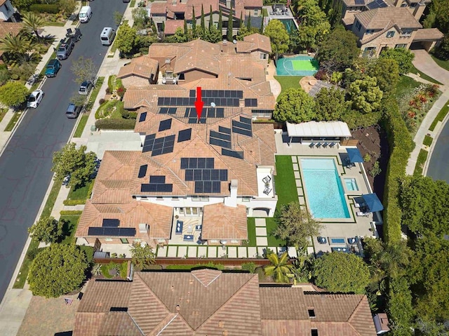 6981 Corte Langosta, Carlsbad, CA 92009 - aerial view of property's location featuring a pool area and nearby suburban area