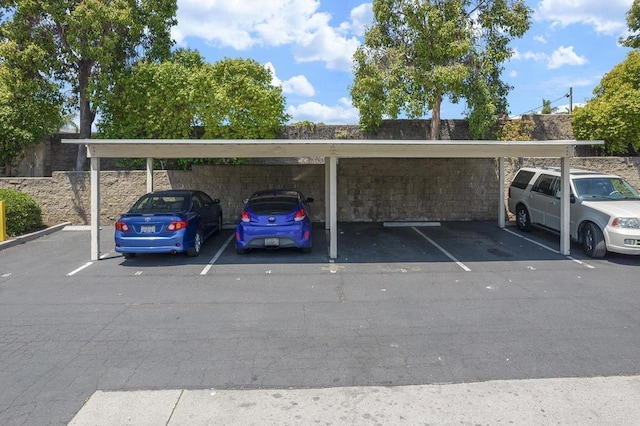 view of covered parking lot