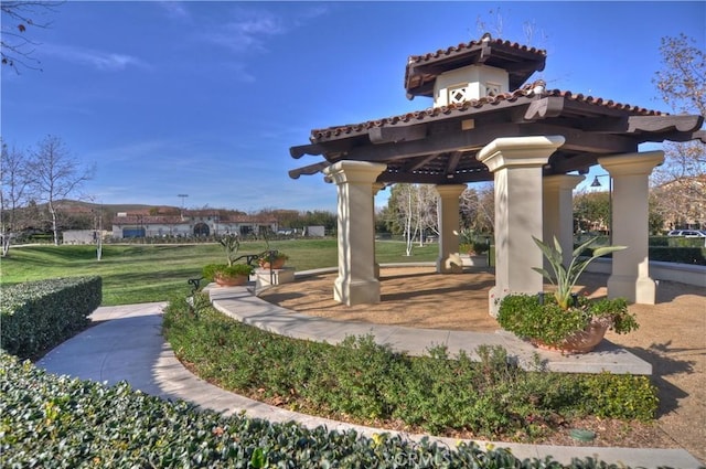view of home's community featuring a gazebo and a yard