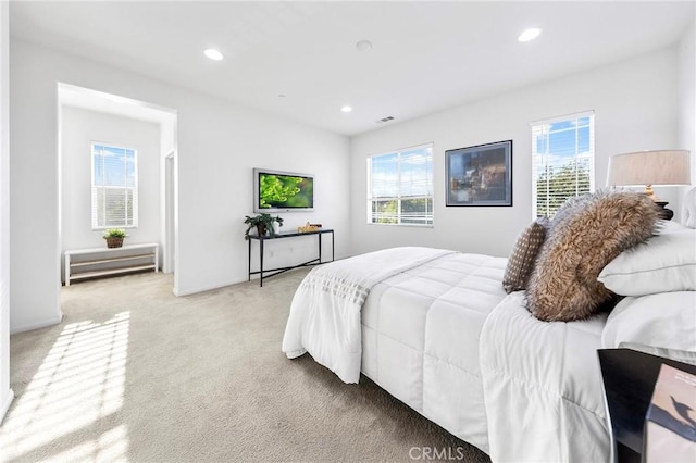 6410 Eucalyptus Ave, Chino, CA 91710 - bedroom featuring recessed lighting, visible vents, and light carpet