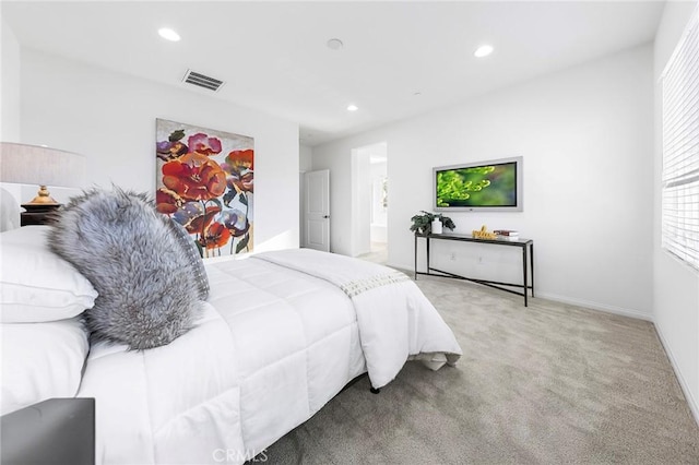 6410 Eucalyptus Ave, Chino, CA 91710 - bedroom featuring visible vents, carpet flooring, multiple windows, and recessed lighting