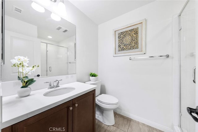 6410 Eucalyptus Ave, Chino, CA 91710 - full bathroom featuring toilet, baseboards, visible vents, and a stall shower