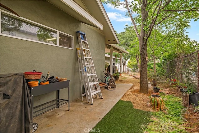 view of yard with a patio and a fenced backyard