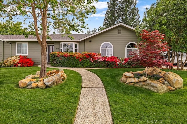 ranch-style house featuring a front yard