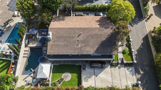 12782 Periwinkle Dr, North Tustin, CA 92705 - aerial view of property and surrounding area with a pool