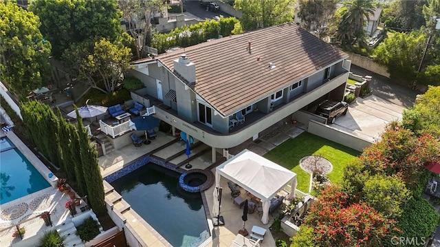 12782 Periwinkle Dr, North Tustin, CA 92705 - view from above of property featuring a pool