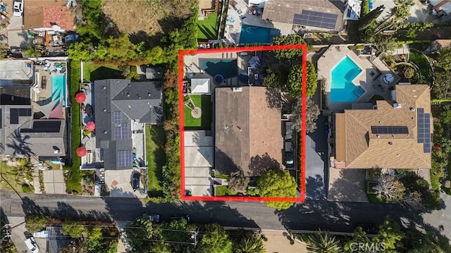12782 Periwinkle Dr, North Tustin, CA 92705 - aerial view of property's location with a pool and property boundaries highlighted